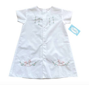 Rocking Horse Embroidered Day Gown in NB