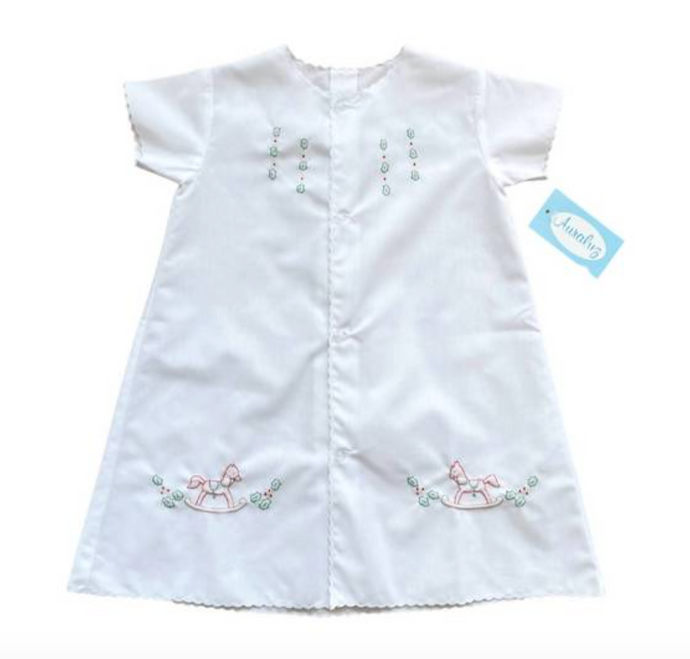 Rocking Horse Embroidered Day Gown in NB