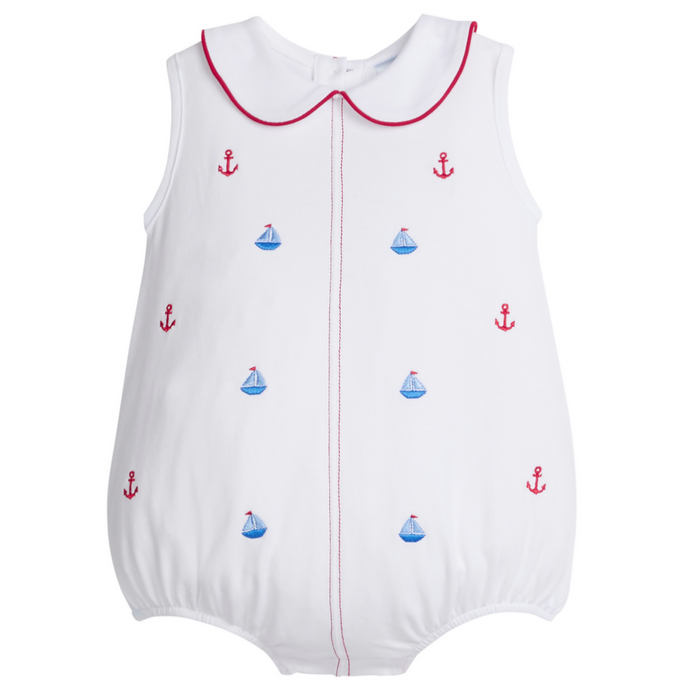 Nautical Embroidered Peter Pan Collared Bubble
