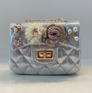 Floral Shiny Quilted Purse