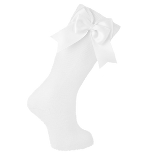 Cotton Knee Socks with Double Bow