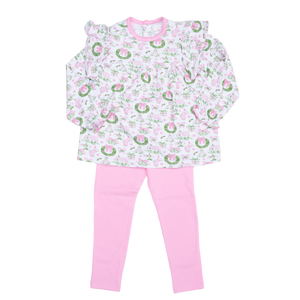 Pink and Green Holiday Toile Legging Set
