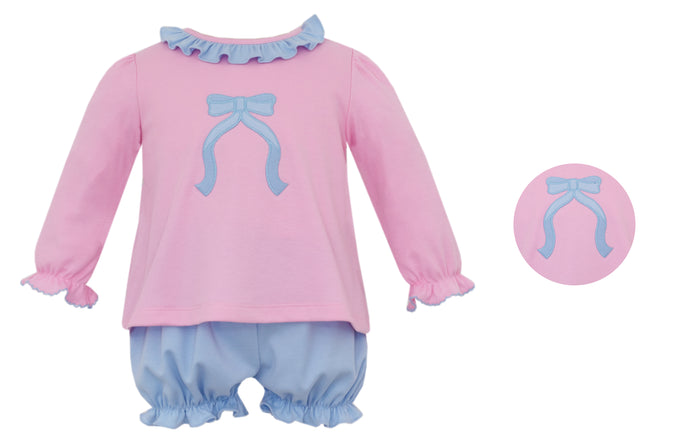 Blue Bow Bloomer Set