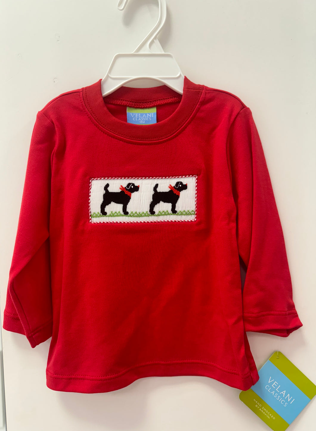 Labrador-Red Knit Smocked Boys T-shirt L/S