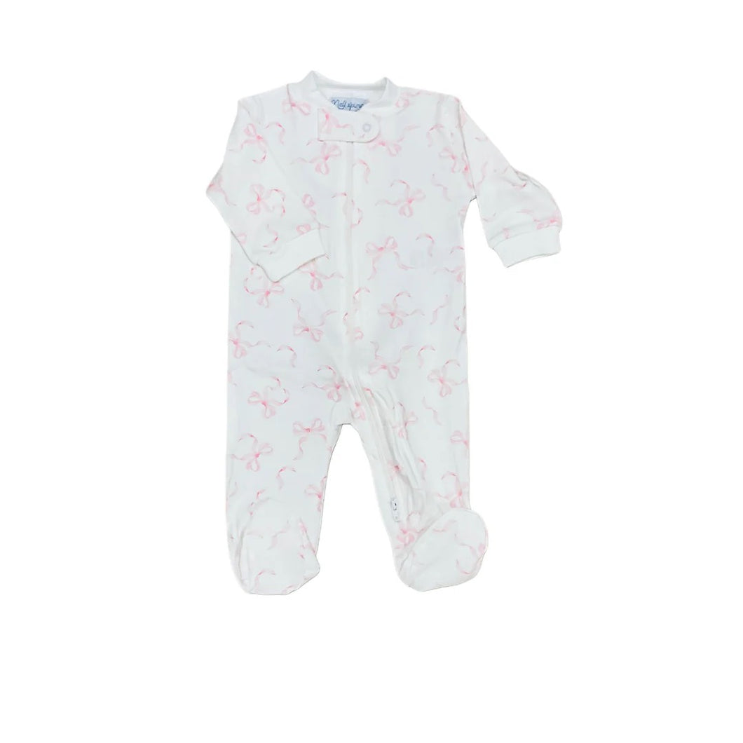 Charming Bows Zipper Footie
