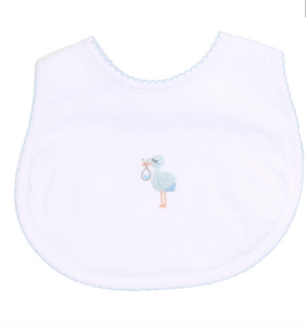 Tiny Stork Embroidered Bib