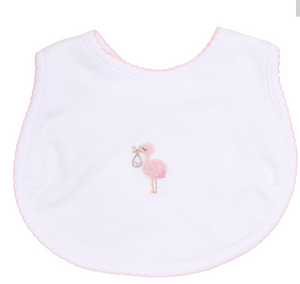 Tiny Stork Embroidered Bib