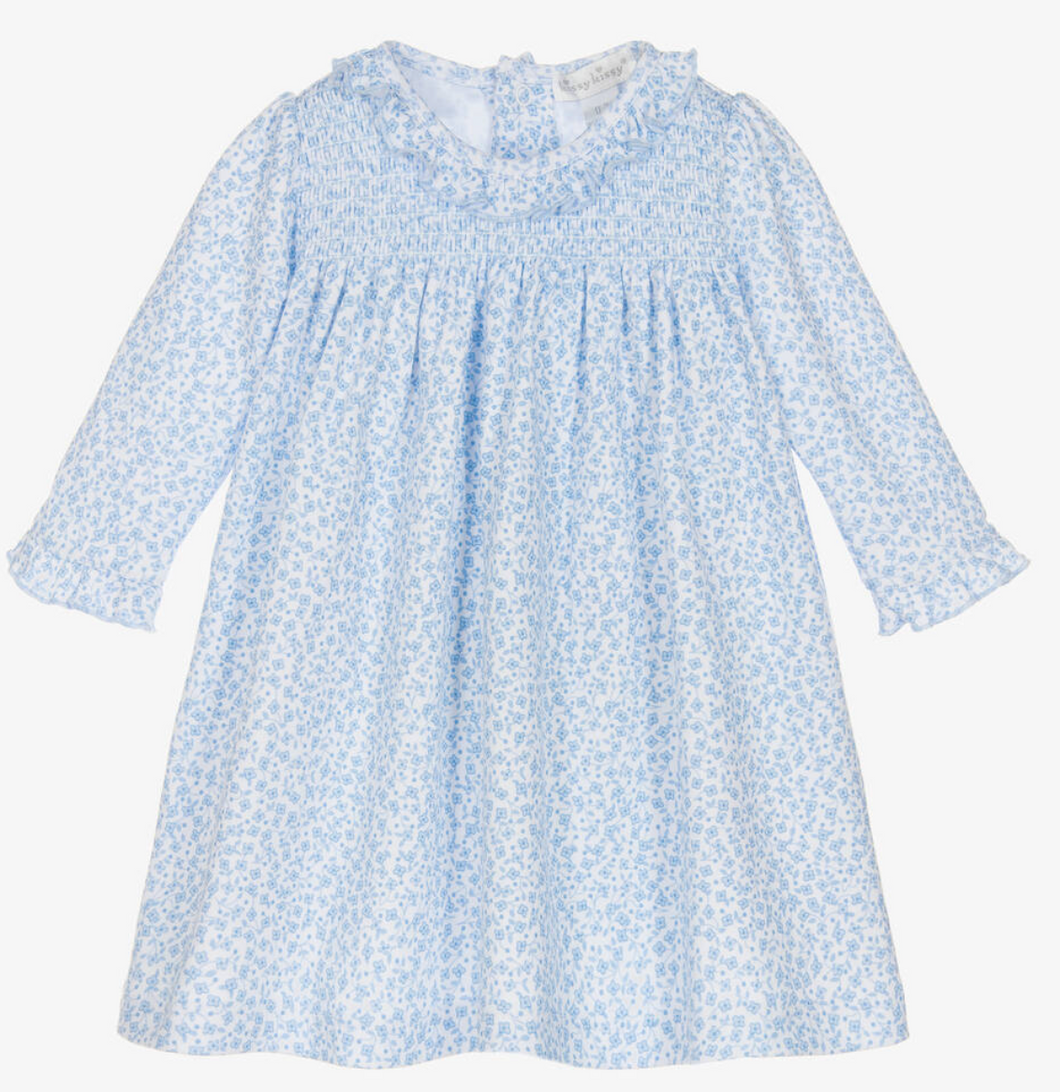 Petite Blooms Light Blue Toddler Dress