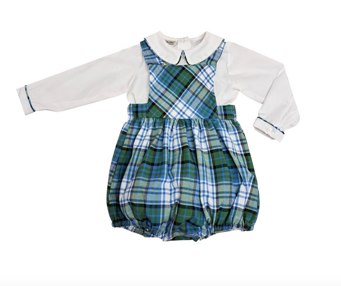 Vivi And Brett Blue Plaid Baby/ Toddler Romper