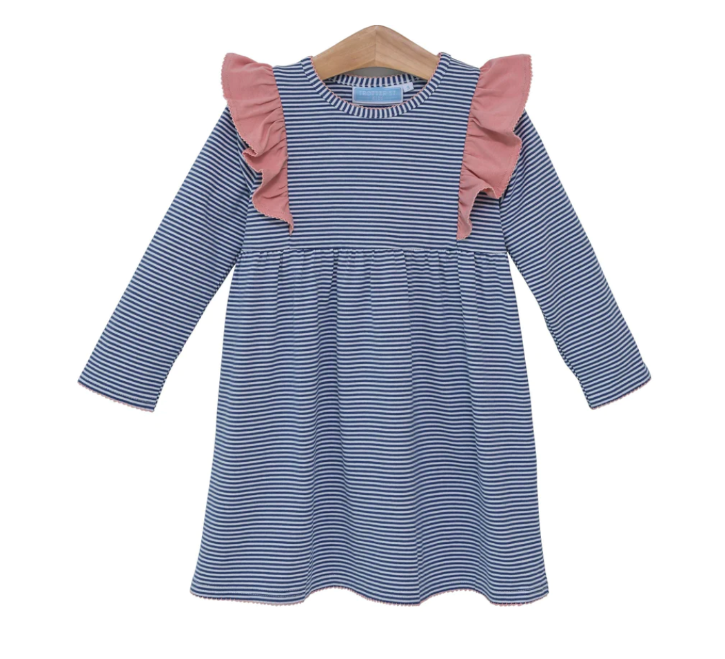 Madison Dress Blue Stripe/Mauve