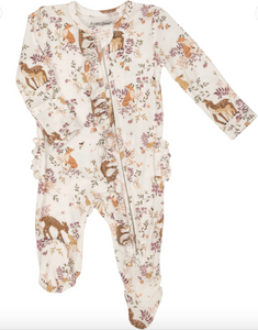 Pretty Woodland 2 way zipper footie