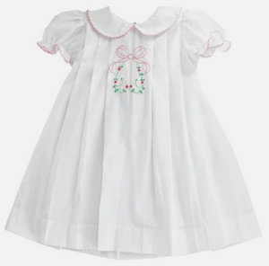 White With Pink Bow & Rosebuds Dress