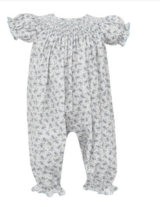 Gianna Smocked Blue Floral Romper