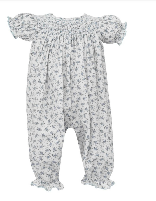 Gianna Smocked Blue Floral Romper