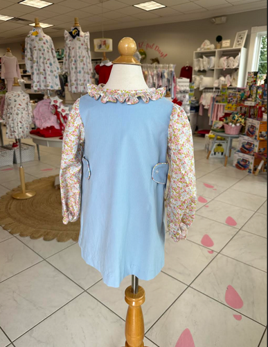 Ellie Pink & Blue Floral Coord Apron Dress