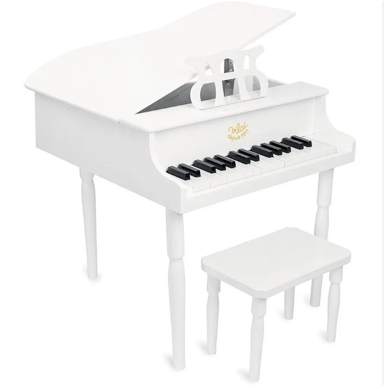 White Grand Piano and Stool