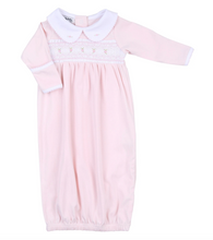 Fiona and Phillip Pink Smocked Collared Gathered Gown