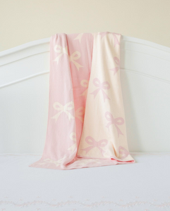 Nursery Blanket- Pink Bow-Reversible