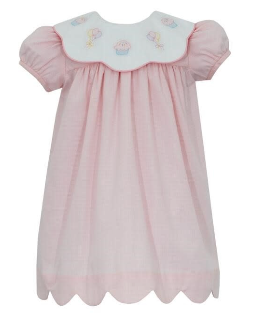 glamour 40th birthday dress Pink Check Embroidered Baby Girl Birthday Romper