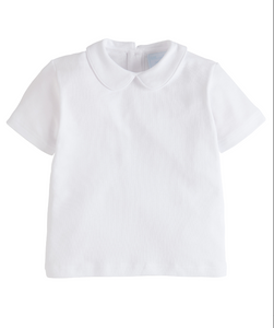 Piped Peter Pan Short Sleeve- White