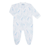 Blue Giraffe Print Zipper Footie