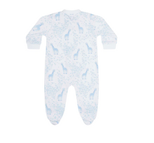 Blue Giraffe Print Zipper Footie