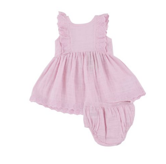 Eyelet Edged Dress and Diaper Cover