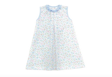 Penny Pleat Dress- Blossoms & Bows Inverted Pleat Dress W/ Blue Gigham