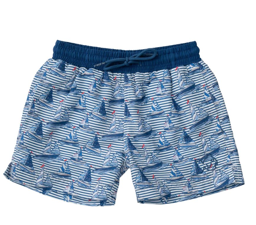 Sailboat Stripe Swim Trunk