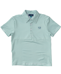 Performance Polo in Green Spruce Stripe