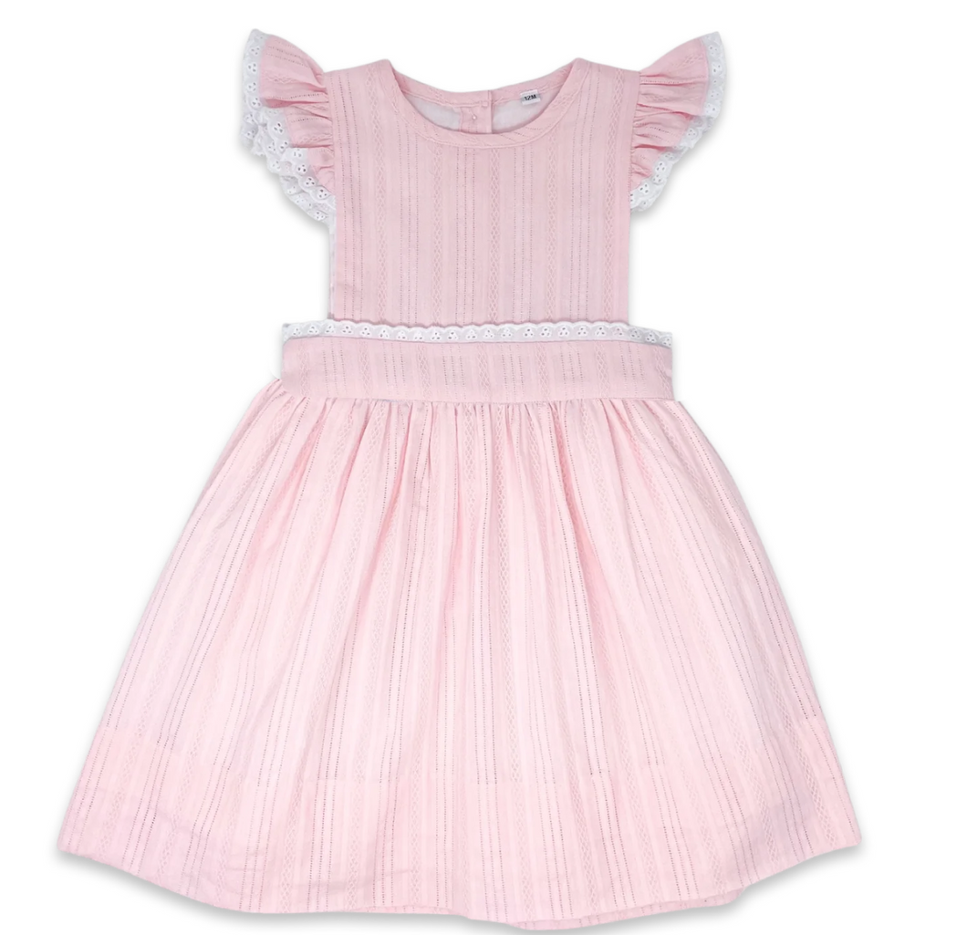 Pinafore Dress - Pink Linen