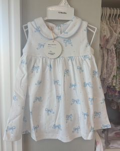 Pretty Bows Printed Dress with Round Collar