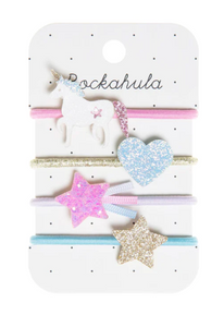 Sparkly Unicorn Heart and Star Ponytail Holders