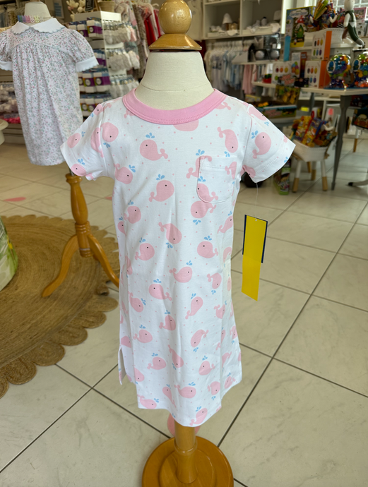 Sweet Whales Girl's Short Sleeve Nightgown