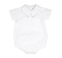 Woven Boy's Peter Pan Long Sleeve Shirt/onsie- Worth Ave White