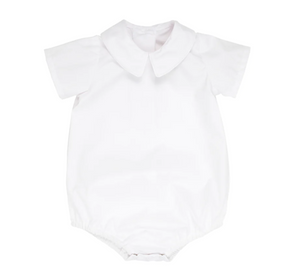 Woven Boy's Peter Pan Long Sleeve Shirt/onsie- Worth Ave White