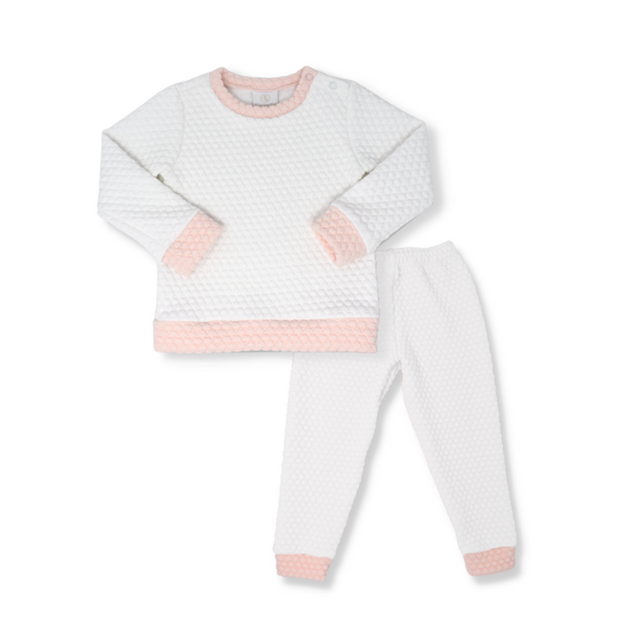 Quilted Sweatsuit- Worthington White Quilted, Paris Pink Quilted