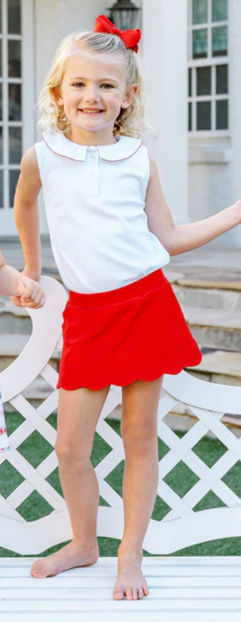 Red Pima Scallop Skort