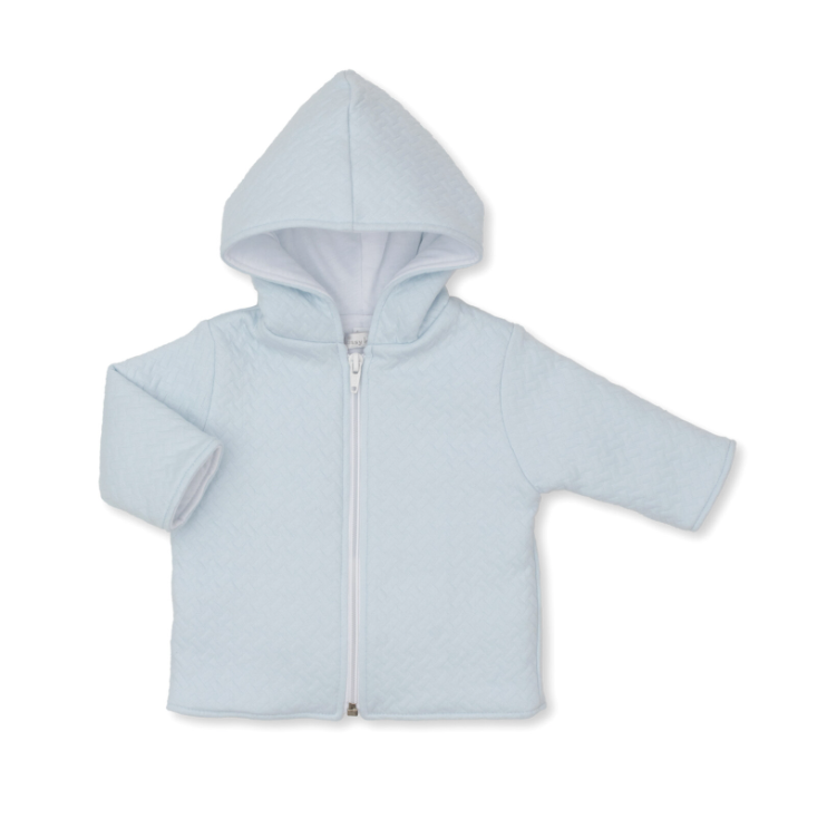 Jacquard Padded Zip Jacket  - Light Blue