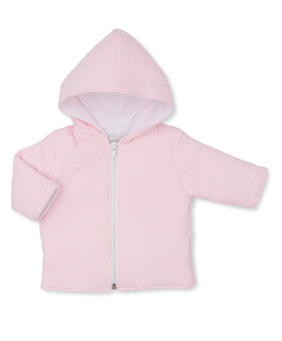 Jacquard Padded Zip Jacket - Light Pink