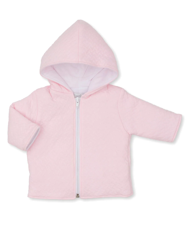 Jacquard Padded Zip Jacket - Light Pink