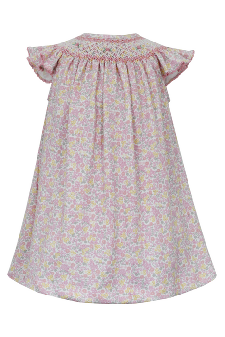 Sophia Pink Floral Smocked Bishop Dress