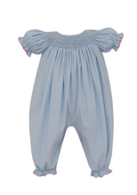 Light Blue Corduroy Smocked Romper