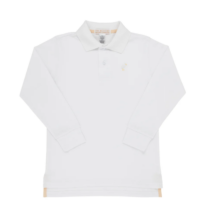 Long Sleeve Prim and Proper Polo in Work Ave White/ Multicolor Stork