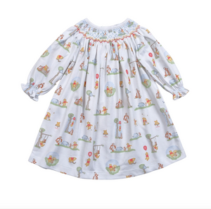 Honey Bear Pima Hand Smocked Bishop Dress