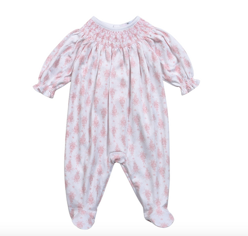 Pink Alana Hand Smocked Bishop Footie