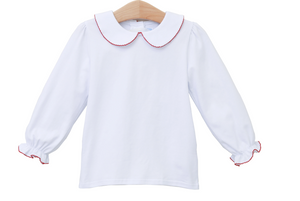 Peter Pan Collar Shirt- Red