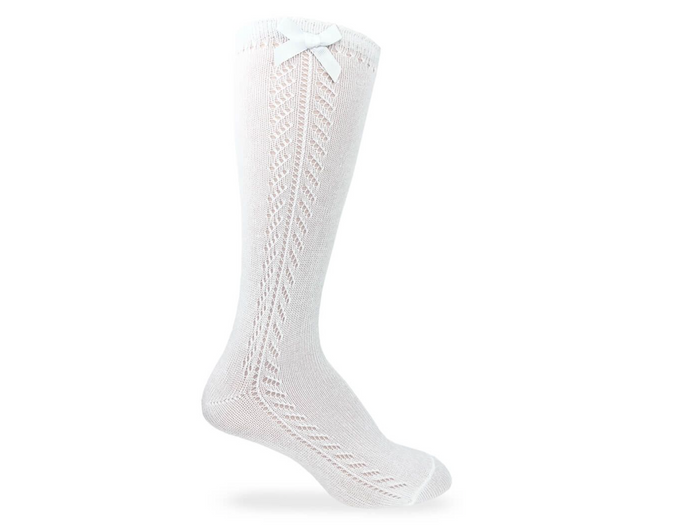 Pointelle Bow Knee High Socks 1 Pair