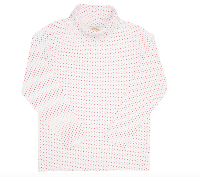 Tatum's Turtleneck Shirt - Richmond Red Micro Dot