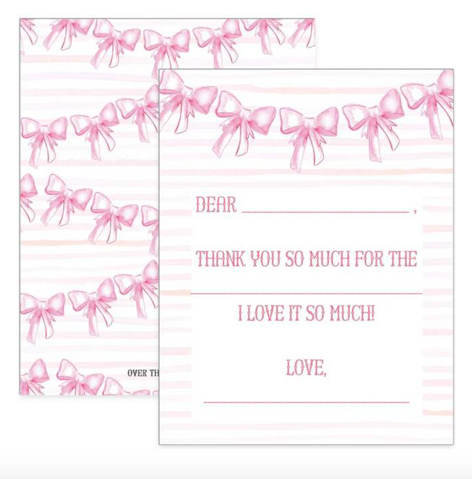 Pink Bow Children's Thank You Notecards